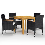 HKH 5 Pcs Conjunto de Jantar para Jardim - Preto