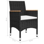 HKH 5 Pcs Conjunto de Jantar para Jardim - Preto