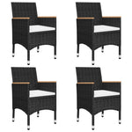 HKH 5 Pcs Conjunto de Jantar para Jardim - Preto
