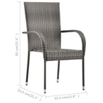 HKH 3 Pcs Conjunto de Jantar para Jardim Cinzento - Cinzeto