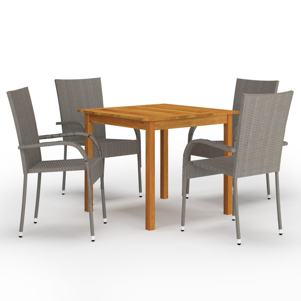 HKH 5 Pcs Conjunto de Jantar para Jardim - Cinzento