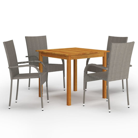 HKH 5 Pcs Conjunto de Jantar para Jardim - Cinzento