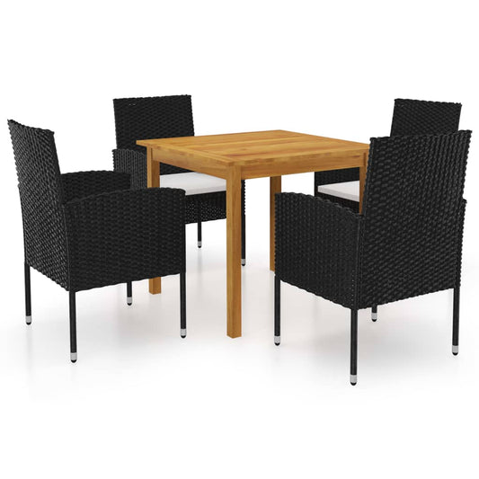 HKH 5 Pcs Conjunto de Jantar para Jardim - Preto