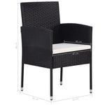 HKH 5 Pcs Conjunto de Jantar para Jardim - Preto