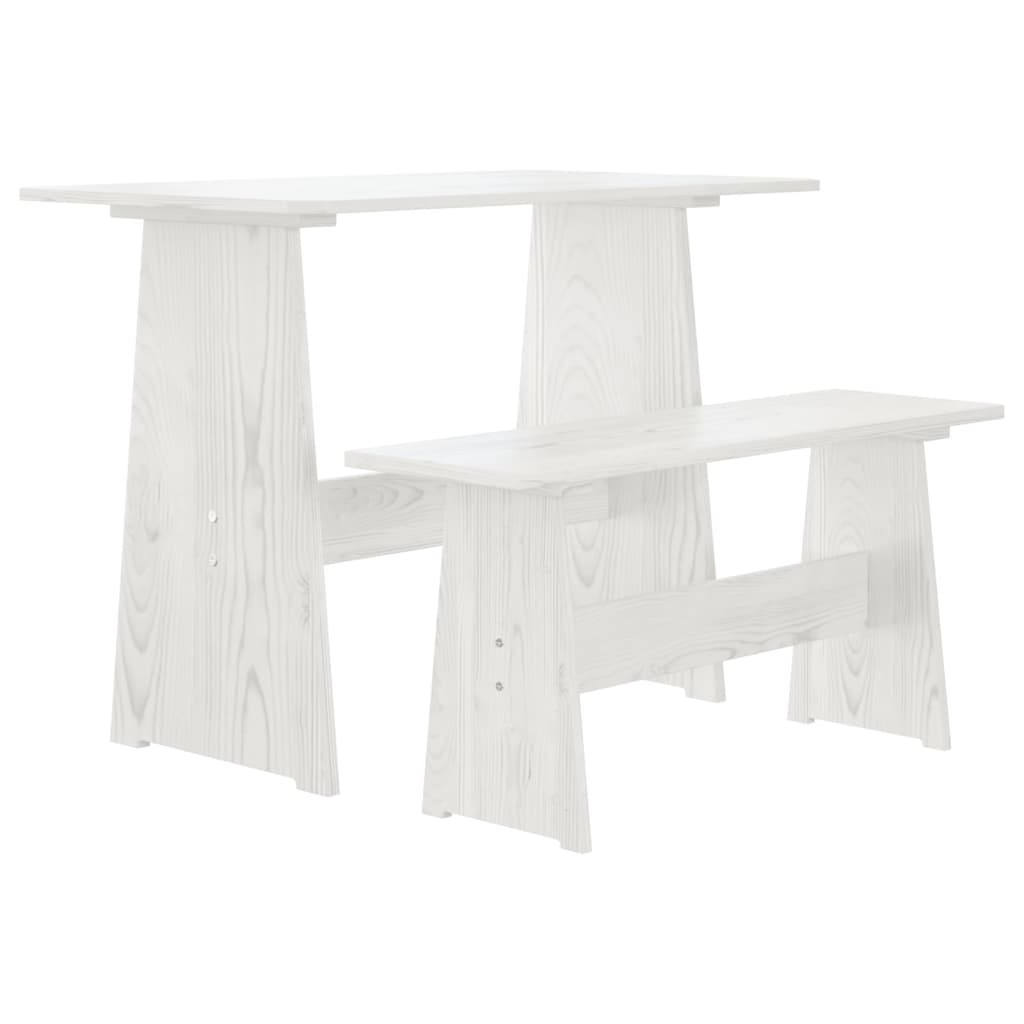 HKH Mesa de Comedor con Banco Reine de Pino Macizo Blanco