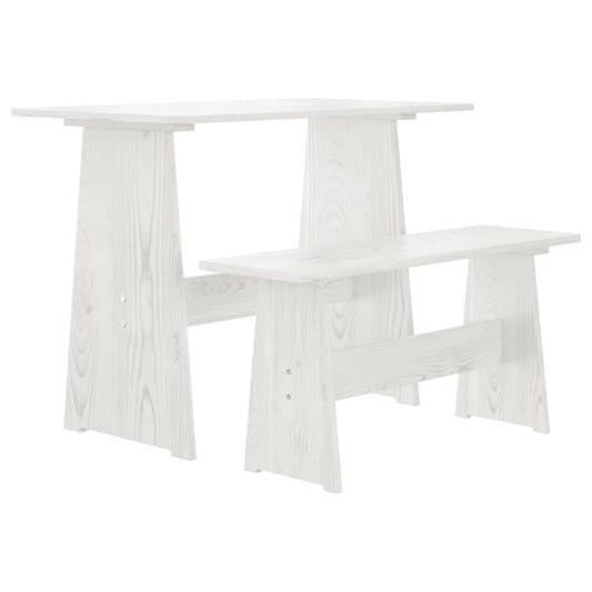 HKH Mesa de Jantar com Banco Reine Maciço Branco em Pinho