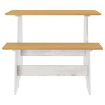 HKH Mesa de Jantar com Banco Reine Maciço Castanho Mel/branco em Pinho