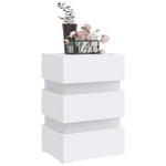 HKH Mesa de Cabeceira com Luzes Led em Derivados de Madeira - Branco