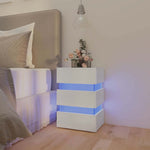 HKH Mesa de Cabeceira com Luzes Led em Derivados de Madeira - Branco