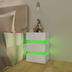 HKH Mesa de Cabeceira com Luzes Led em Derivados de Madeira - Branco