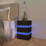 HKH Mesa de Cabeceira com Luzes Led em Derivados de Madeira - Preto