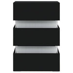 HKH Mesa de Cabeceira com Luzes Led em Derivados de Madeira - Preto