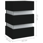 HKH Mesa de Cabeceira com Luzes Led em Derivados de Madeira - Preto