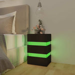 HKH Mesa de Cabeceira com Luzes Led em Derivados de Madeira - Preto