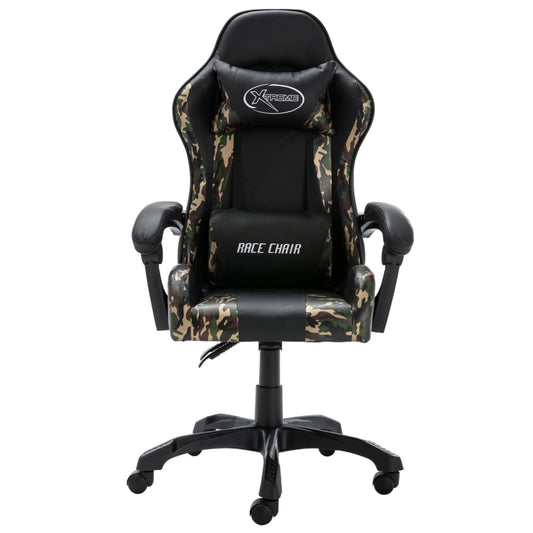 HKH Cadeira Estilo Corrida em Couro Artificial - Preto e camuflado