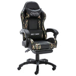 HKH Silla Estilo Racing con Reposapiés de Piel Sintética - Negro/Camuflaje