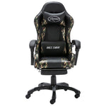 HKH Silla Estilo Racing con Reposapiés de Piel Sintética - Negro/Camuflaje