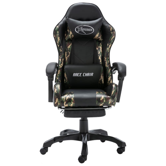 HKH Cadeira Estilo Corrida com Apoio Pés em Couro art. - Preto/Camuflado