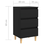 HKH Mesa de Cabeceira com Pernas de Madeira - Preto