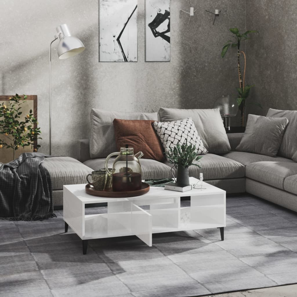 HKH Mesa de centro de madera brillante - Blanco