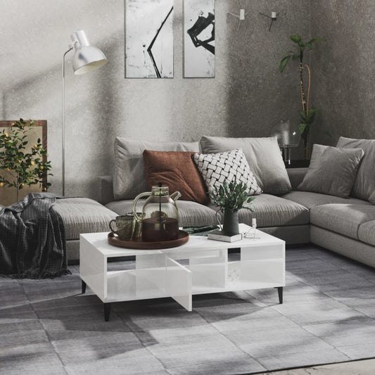 HKH Mesa de centro de madera brillante - Blanco