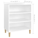 HKH Aparador en Aglomerado, Madera de Eucalipto Maciza con 3 Estantes 57 X 35 X 70 Cm - Blanco