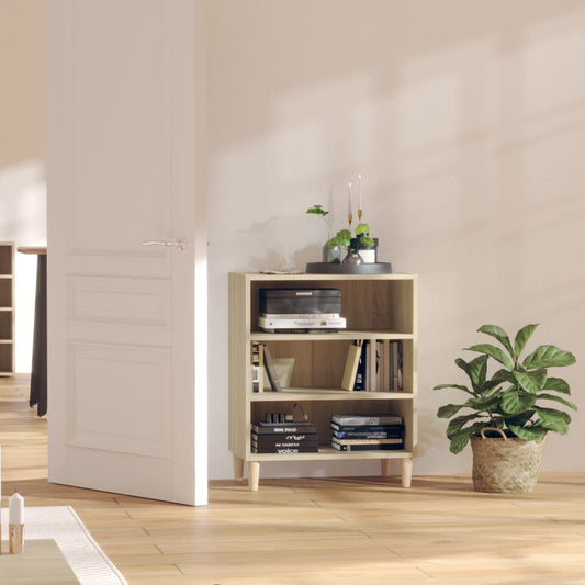 Aparador HKH en aglomerado, madera maciza de eucalipto con 3 estantes 57 X 35 X 70 Cm - Roble Sonoma
