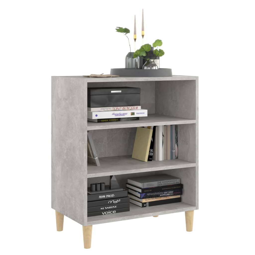 HKH Aparador de madera contrachapada, madera de eucalipto maciza con 3 estantes 57 X 35 X 70 Cm - Gris cemento