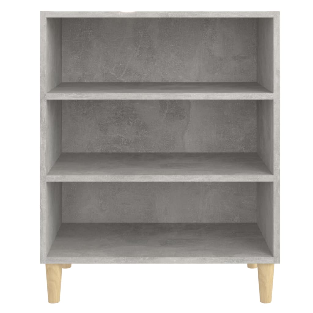 HKH Aparador de madera contrachapada, madera de eucalipto maciza con 3 estantes 57 X 35 X 70 Cm - Gris cemento