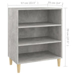 HKH Aparador de madera contrachapada, madera de eucalipto maciza con 3 estantes 57 X 35 X 70 Cm - Gris cemento
