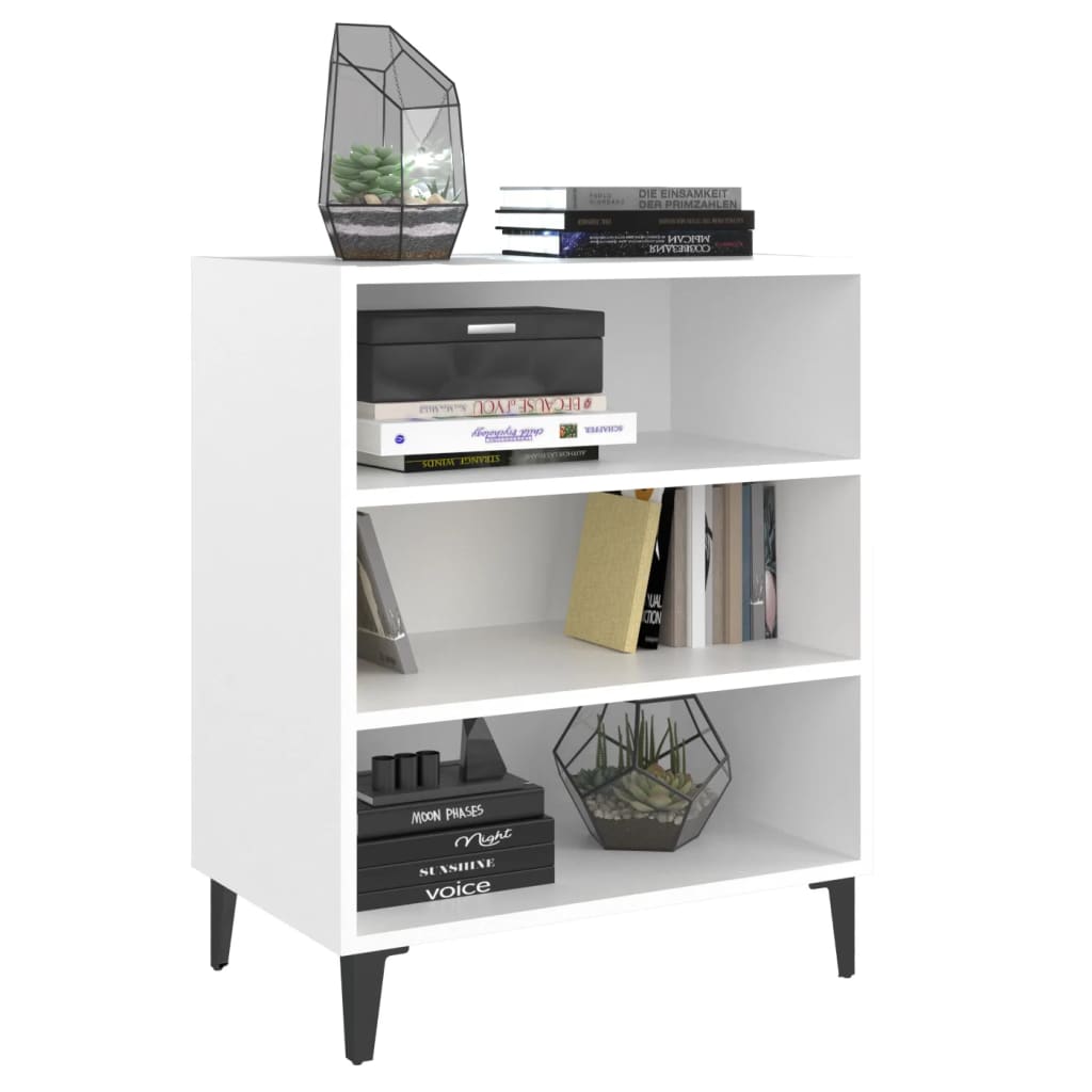 Aparador HKH en aglomerado, metal con 3 estantes 57 x 35 x 70 cm - Blanco