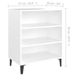 Aparador HKH en aglomerado, metal con 3 estantes 57 x 35 x 70 cm - Blanco