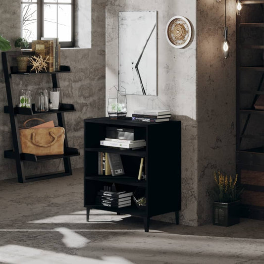 HKH Aparador en Aglomerado, Metal con 3 Estantes 57 X 35 X 70 Cm - Negro