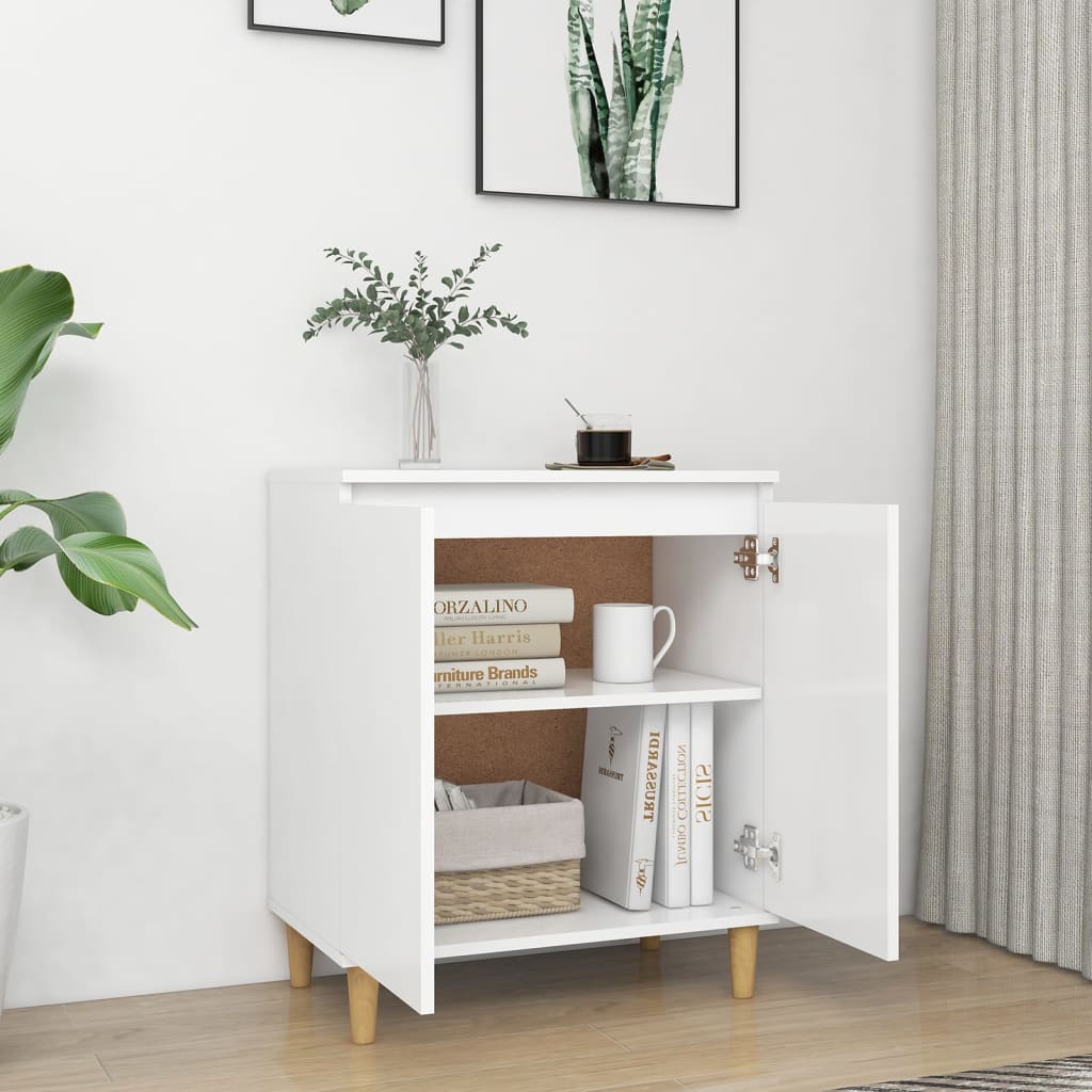 Aparador HKH en derivados de madera, MDF, madera de eucalipto maciza 60 x 35 x 70 cm - Blanco