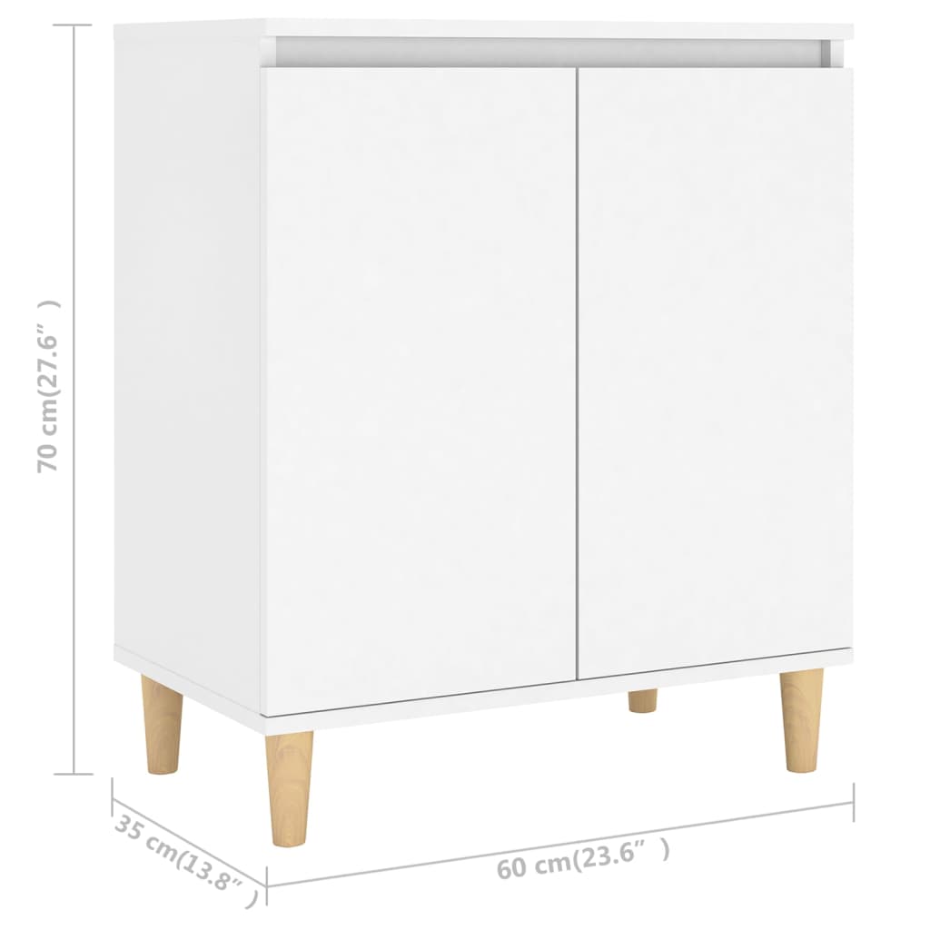 Aparador HKH en derivados de madera, MDF, madera de eucalipto maciza 60 x 35 x 70 cm - Blanco