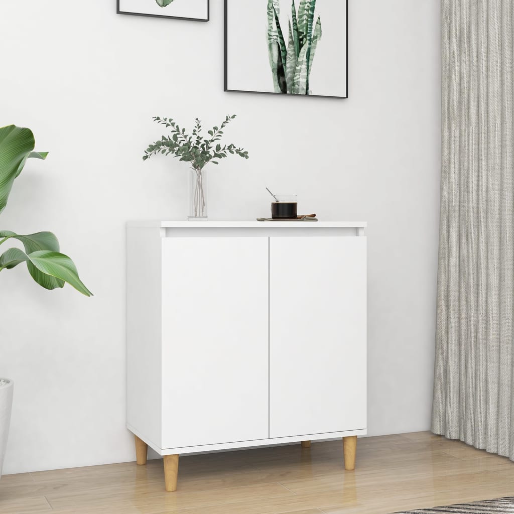 Aparador HKH en derivados de madera, MDF, madera de eucalipto maciza 60 x 35 x 70 cm - Blanco