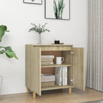 Aparador HKH Patas de madera, Mdf, Madera maciza de eucalipto 60 X 35 X 70 Cm - Roble Sonoma