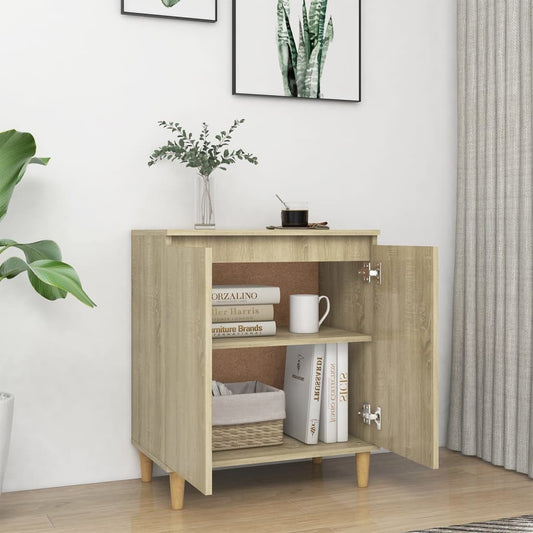 HKH Aparador Pernas em derivados de Madeira, Mdf, Madeira de Eucalipto Maciça 60 X 35 X 70 Cm - Carvalho Sonoma