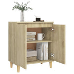 Aparador HKH Patas de madera, Mdf, Madera maciza de eucalipto 60 X 35 X 70 Cm - Roble Sonoma