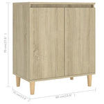 Aparador HKH Patas de madera, Mdf, Madera maciza de eucalipto 60 X 35 X 70 Cm - Roble Sonoma