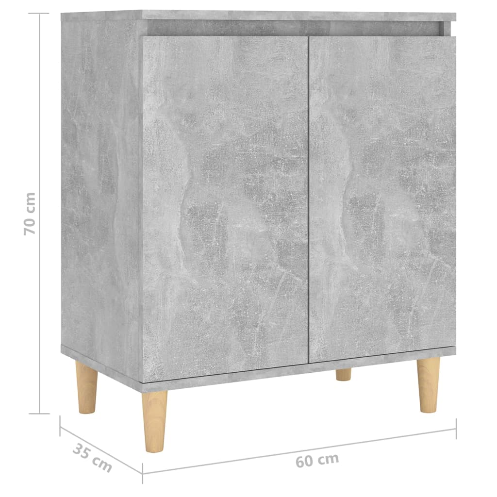 HKH Aparador em derivados de Madeira, Mdf, Madeira de Eucalipto Maciça 60 X 35 X 70 Cm - Cinzento-Cimento