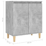 HKH Aparador em derivados de Madeira, Mdf, Madeira de Eucalipto Maciça 60 X 35 X 70 Cm - Cinzento-Cimento