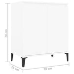 HKH Aparador Industrial en Madera Procesada, Metal con 2 Puertas 60 X 35 X 70 Cm - Blanco