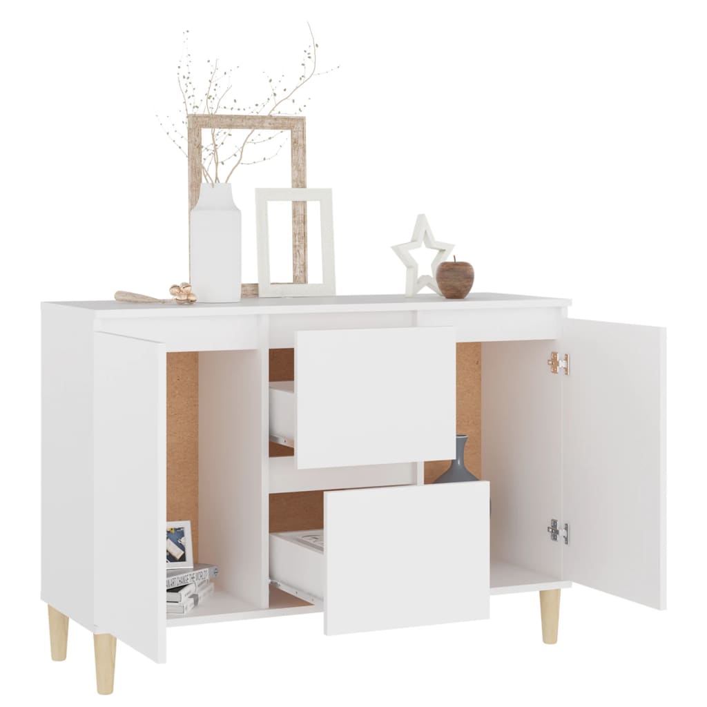 HKH Aparador de Madera Procesada, Madera Maciza de Eucalipto 101 X 35 X 70 Cm - Blanco