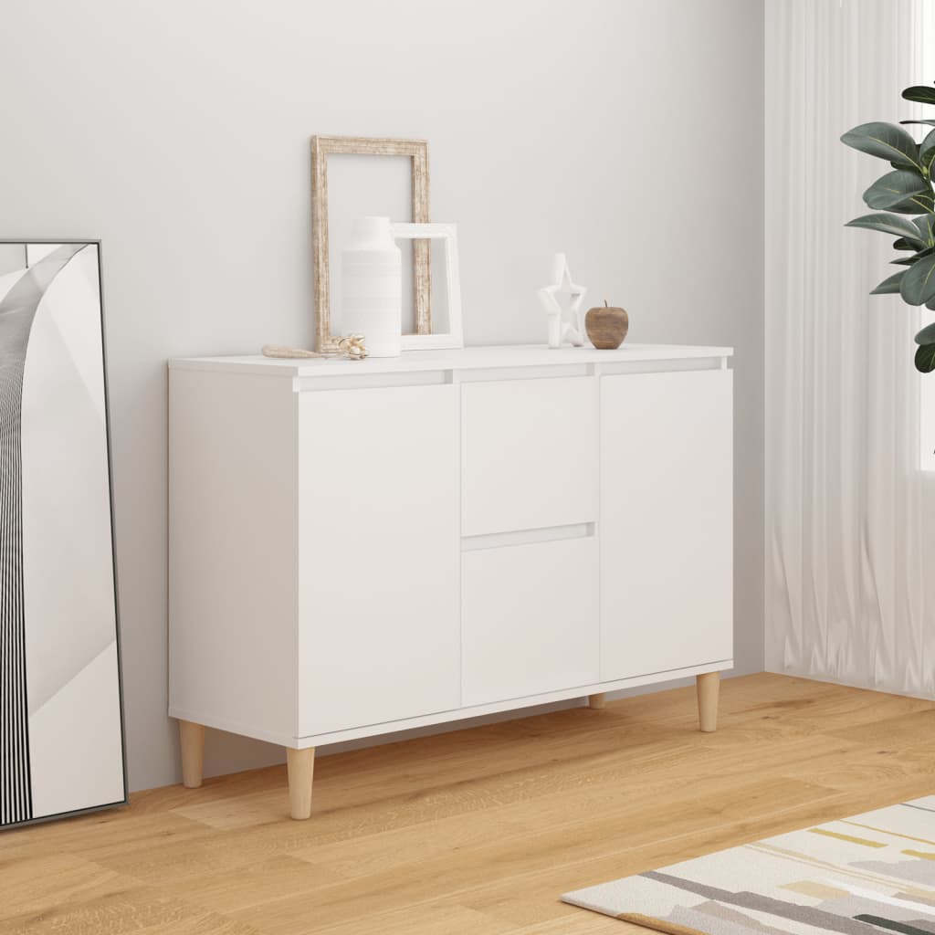 HKH Aparador de Madera Procesada, Madera Maciza de Eucalipto 101 X 35 X 70 Cm - Blanco