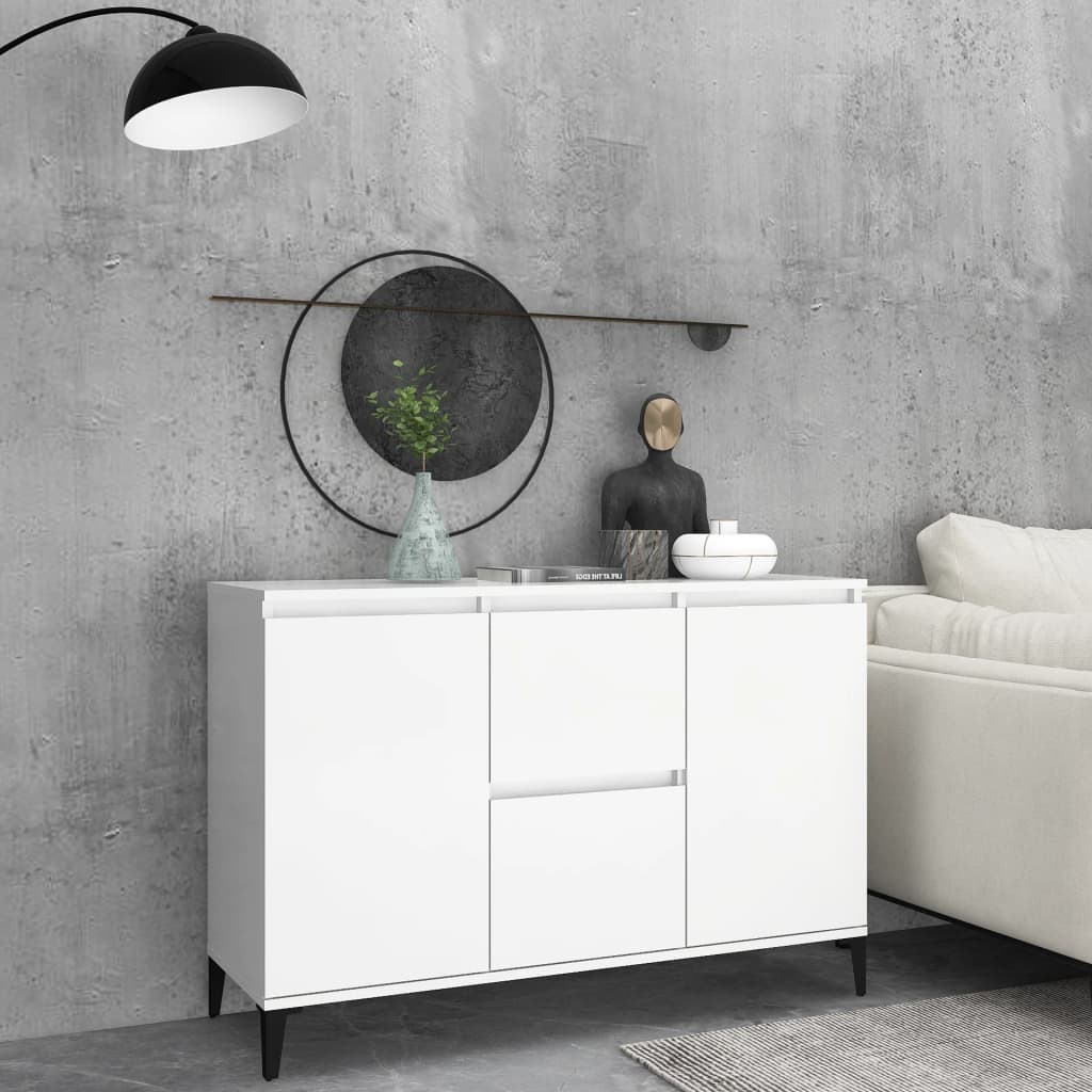 HKH Aparador Industrial en Madera Procesada, Metal 102 X 35 X 70 Cm - Blanco