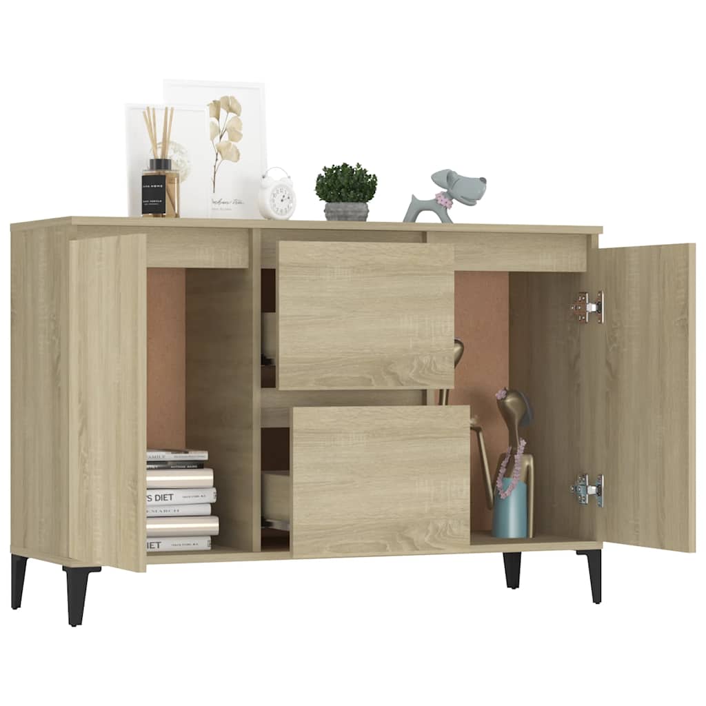 HKH Aparador Industrial en Madera Procesada, Metal 102 X 35 X 70 Cm - Roble Sonoma