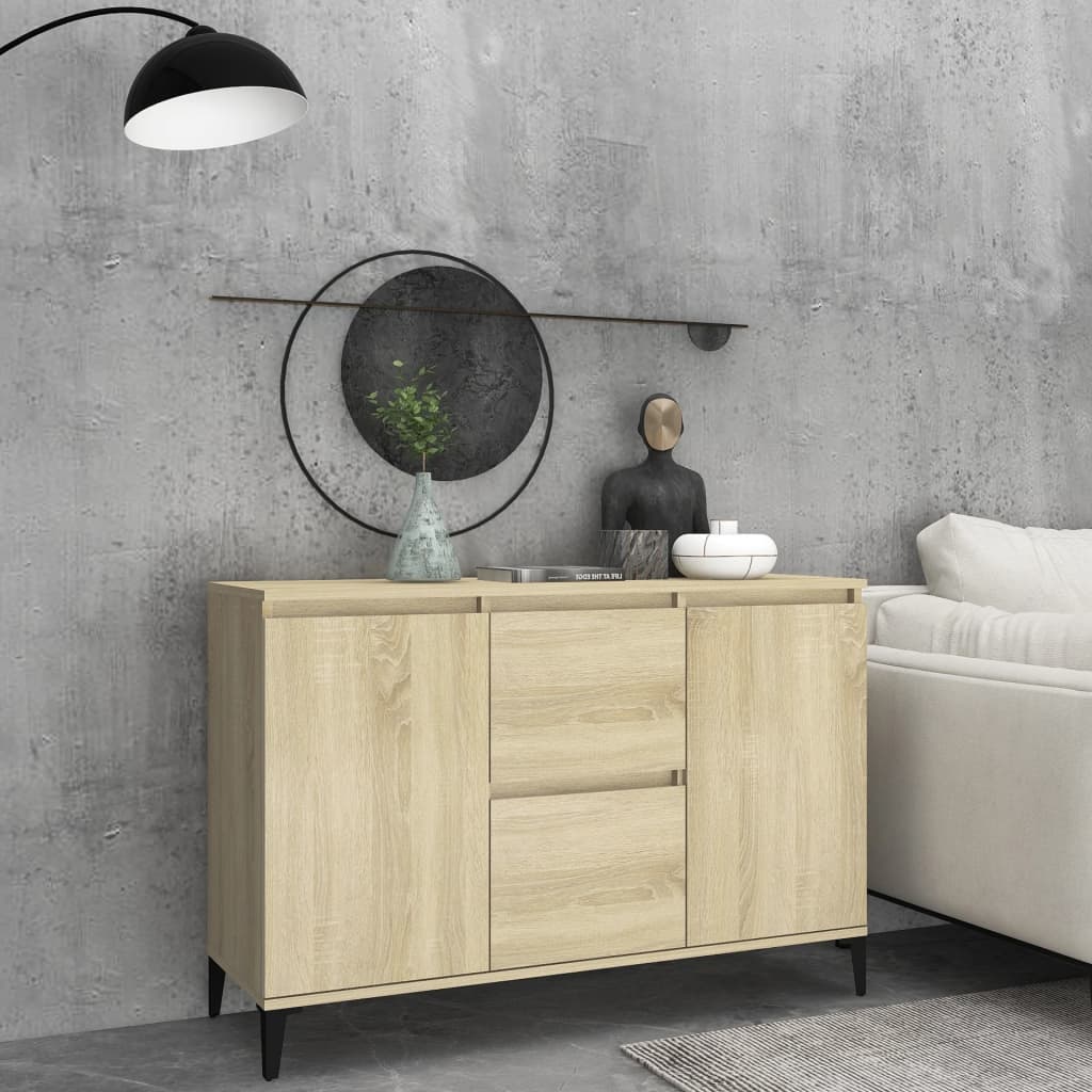 HKH Aparador Industrial en Madera Procesada, Metal 102 X 35 X 70 Cm - Roble Sonoma