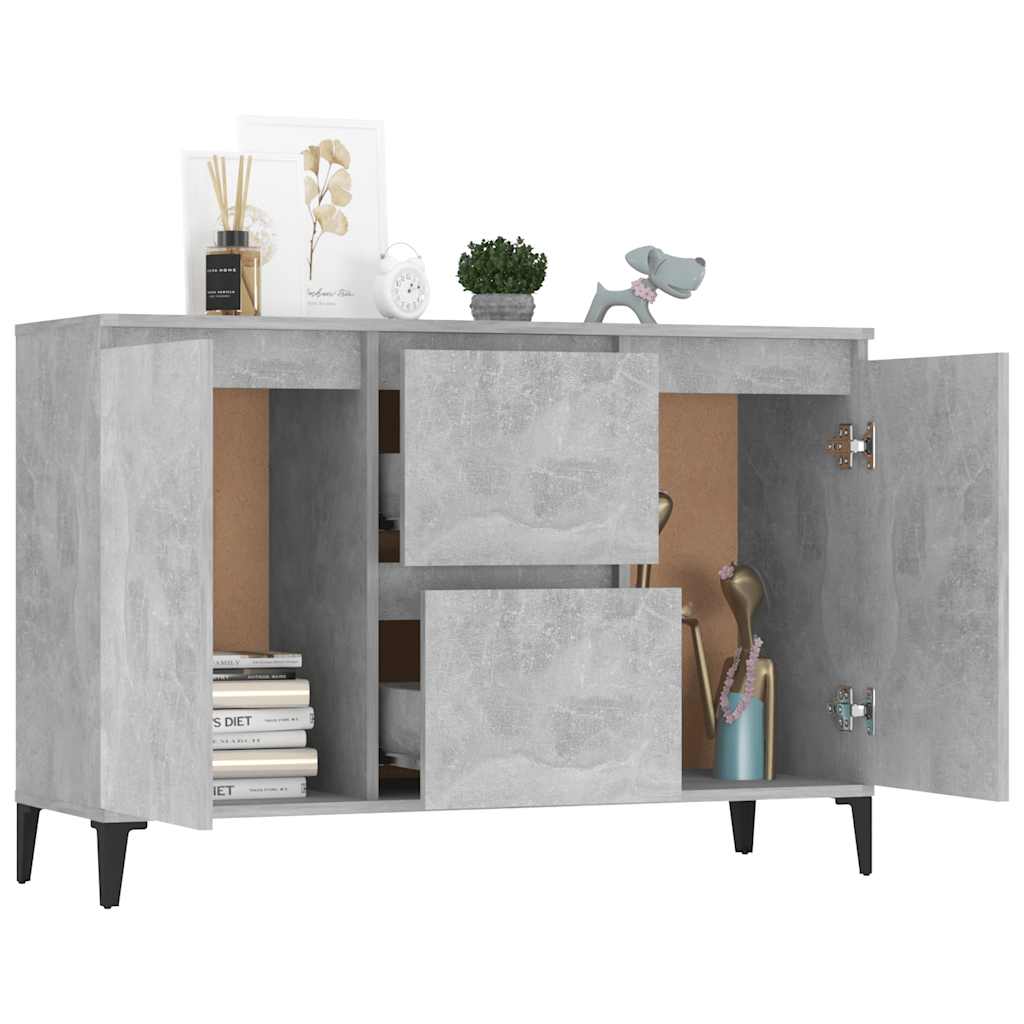 HKH Aparador Industrial en Madera Procesada, Metal 102 X 35 X 70 Cm - Gris Cemento