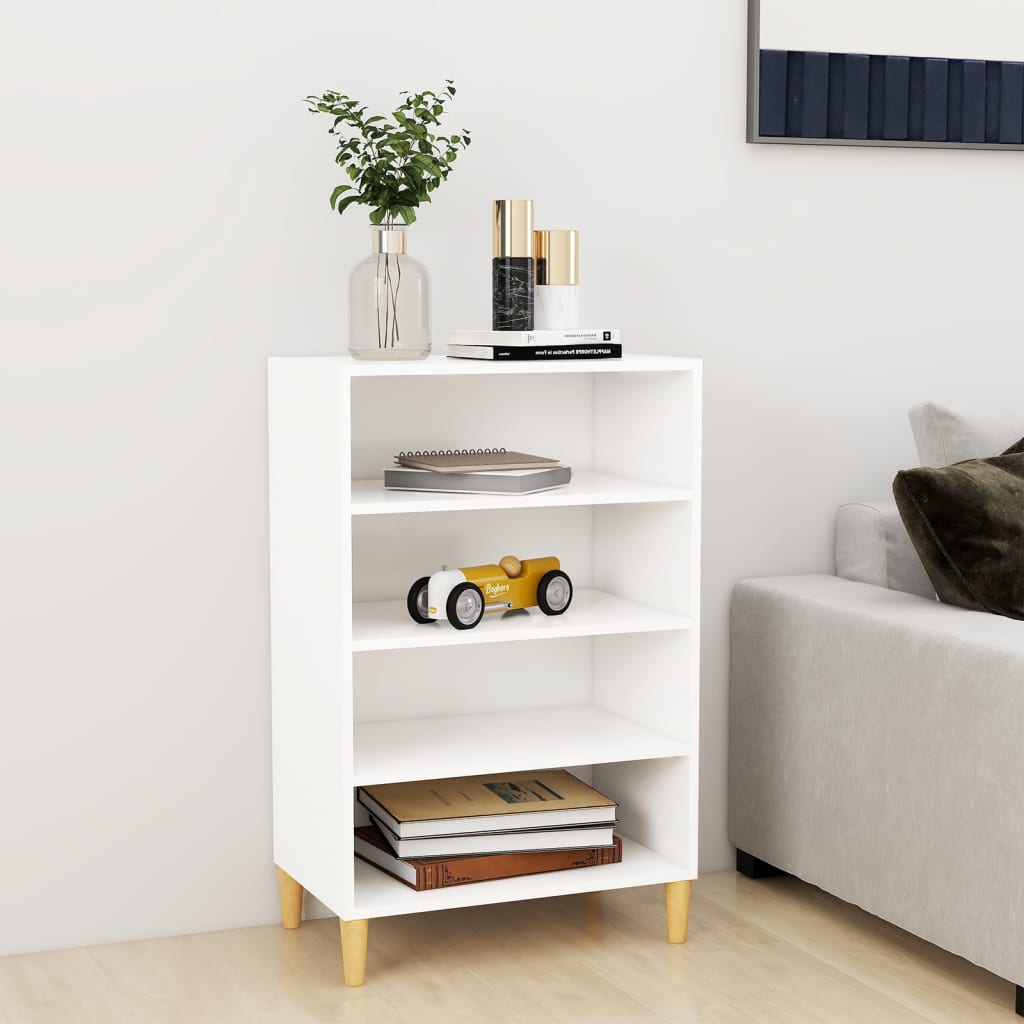HKH Aparador de aglomerado de partículas, madera maciza de eucalipto 57 x 35 x 90 cm - Blanco
